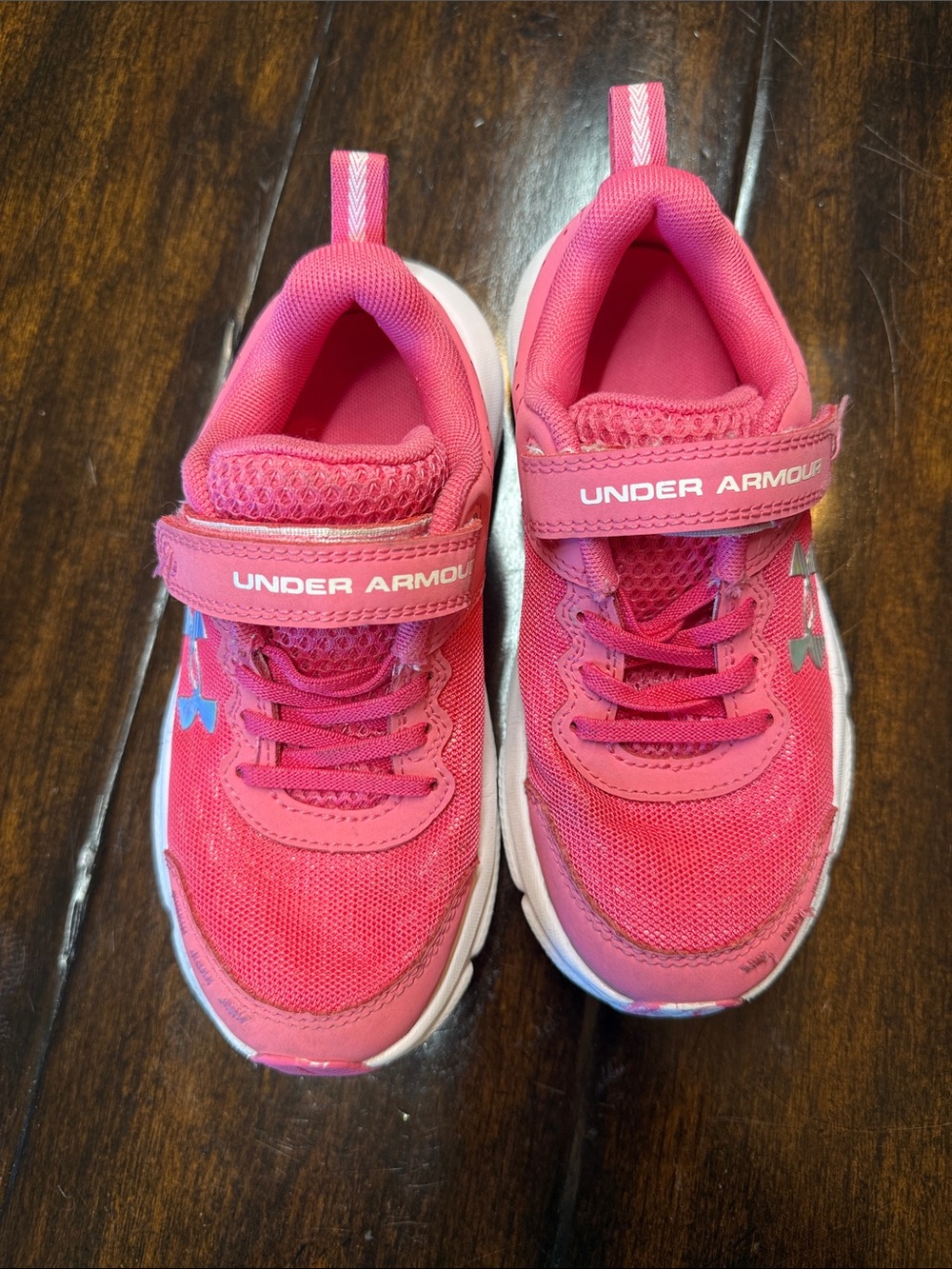 Under Armour Pink Kids Athletic Sneakers with Hook-and-Loop Strap